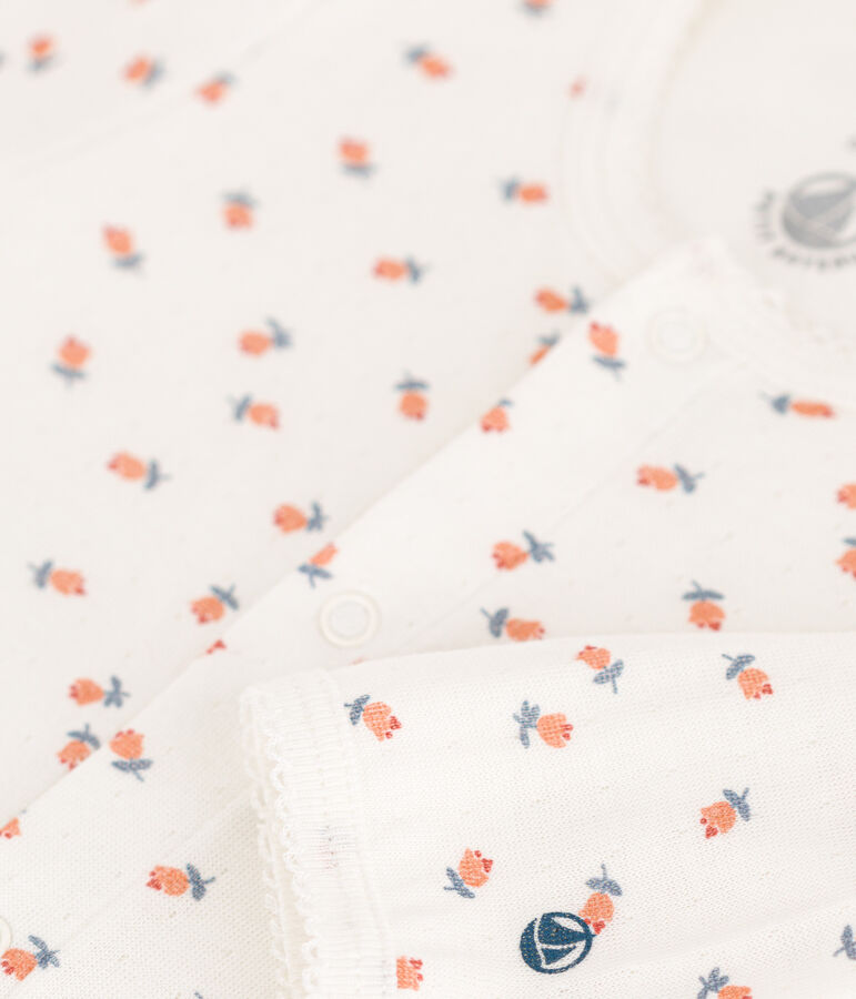 Baby-Bodyjama aus Doppeljersey mit Blumen weiss/vielfarbig