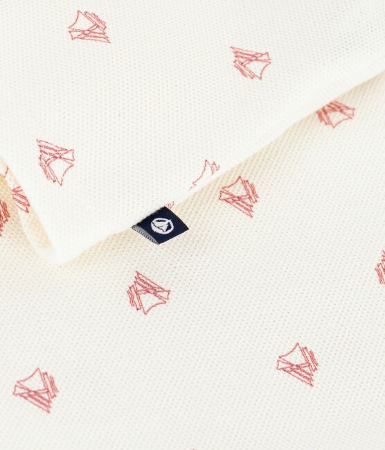 Kurzärmeliges Baby-Poloshirt aus Baumwolle mit Vintage-Schiffmotiv rot MILK/ POMPEI