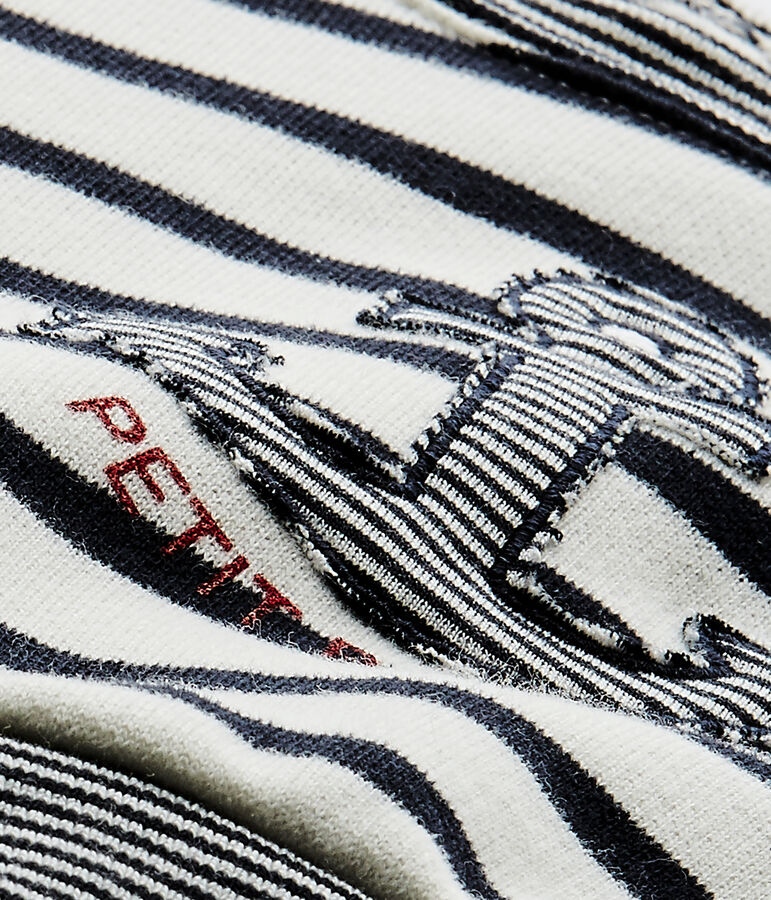 Baby-Jungen-Sweatshirt mit Marinestreifen weiss MARSHMALLOW/blau SMOKING