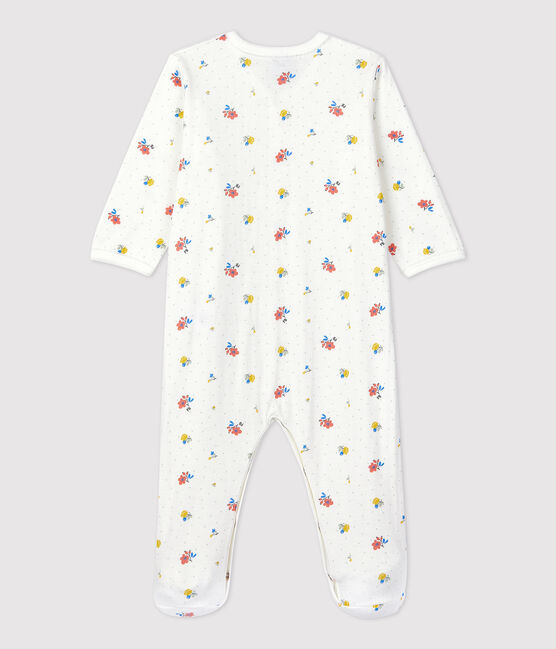Baby-Strampler aus Bio-Baumwolle mit floralem Muster weiss MARSHMALLOW/weiss MULTICO