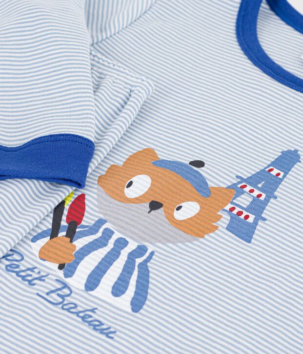 Kinder-Pyjama aus Baumwolle mit Streifen blau/weiss