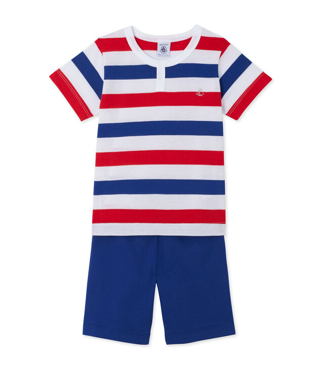 Pyjacourt gar&ccedil;on en jersey ray&eacute; weiss/blau/weiss