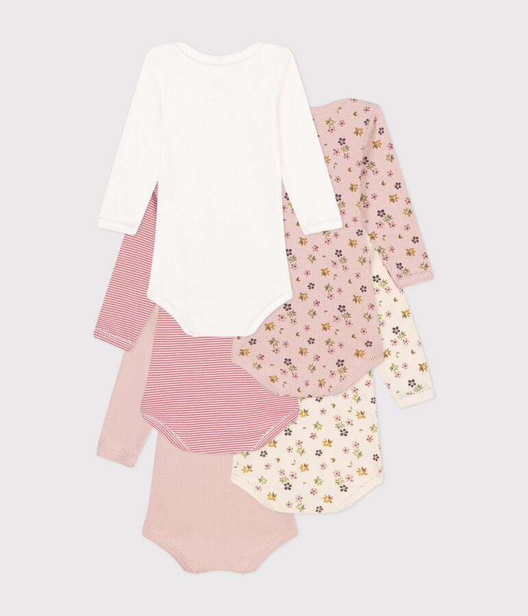 5er-Set lang&auml;rmelige Bodys aus Baumwolle mit Blumenmotiv f&uuml;r Babys vielfarbig