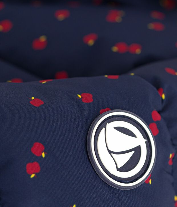 Lange Kinder-Winterjacke mit Muster blau/vielfarbig