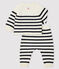 Gestreifter Baby-Zweiteiler aus Strick mit Wollanteil weiss MARSHMALLOW/blau SMOKING