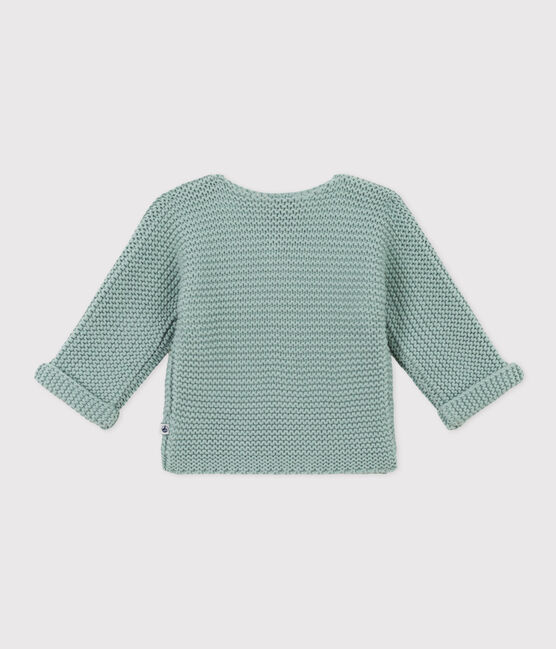 Baby-Cardigan kraus rechts gestrickt grün PAUL