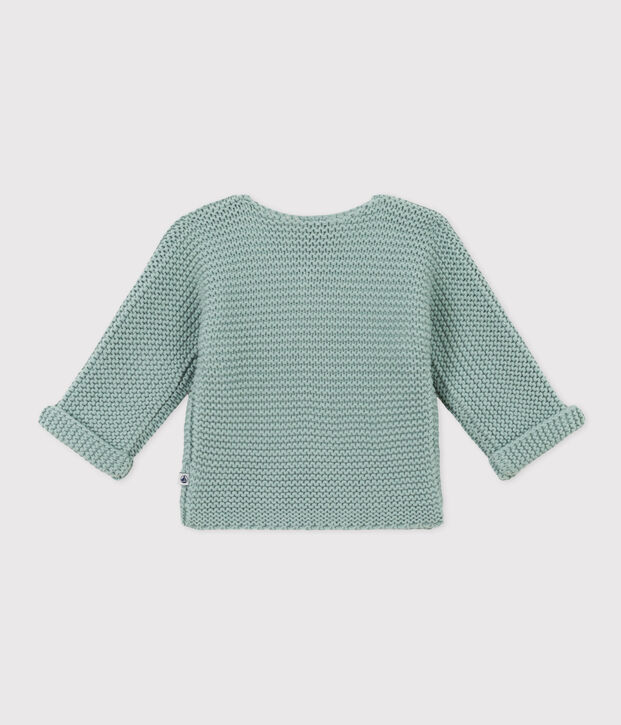 Baby-Cardigan kraus rechts gestrickt gr&uuml;n