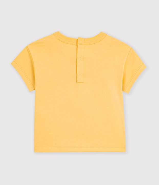 Kurz&auml;rmeliges Baby-T-Shirt aus einfarbiger Baumwolle mit Motiv gelb