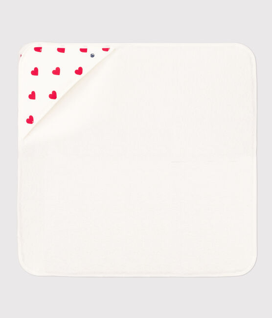 Baby-Badetuch aus Baumwolle mit Herzmotiv weiss MARSHMALLOW/rot TERKUIT