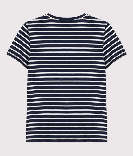 T-Shirt LE CLASSIQUE mit V-Ausschnitt aus Baumwolle für Damen blau SMOKING/weiss MARSHMALLOW