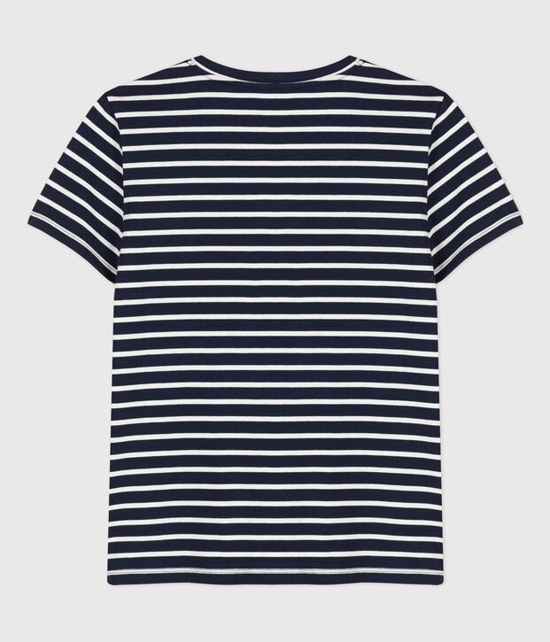 T-Shirt LE CLASSIQUE mit V-Ausschnitt aus Baumwolle f&uuml;r Damen blau/weiss