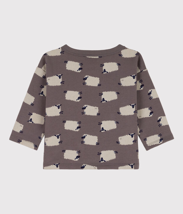 Gemustertes Baby-Sweatshirt aus Molton mit Schafmotiv grau/vielfarbig