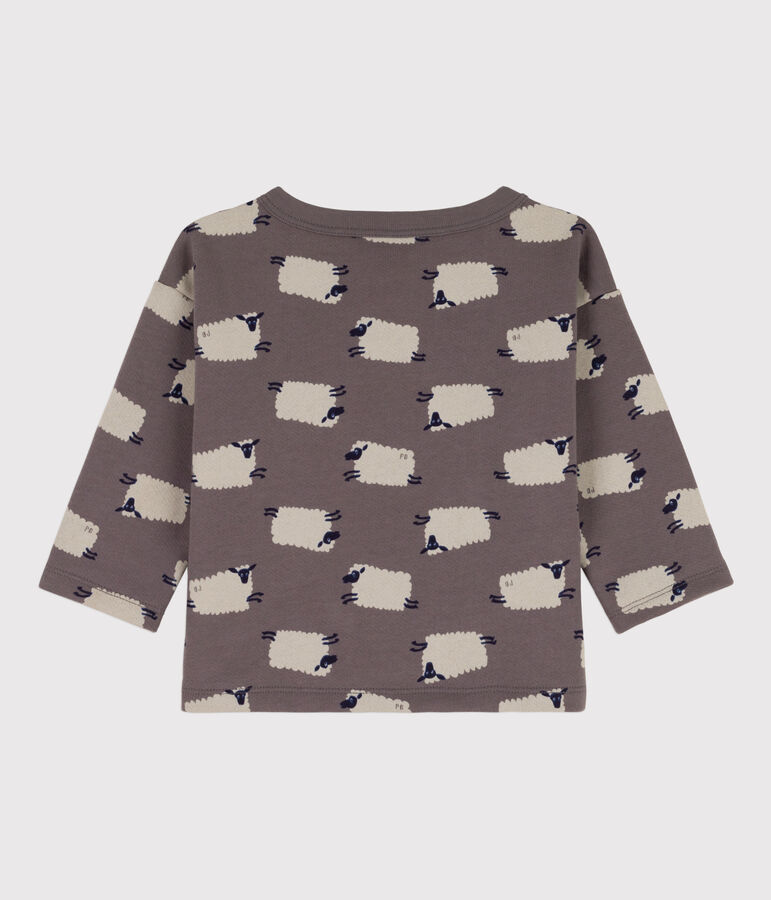Gemustertes Baby-Sweatshirt aus Molton mit Schafmotiv grau/vielfarbig