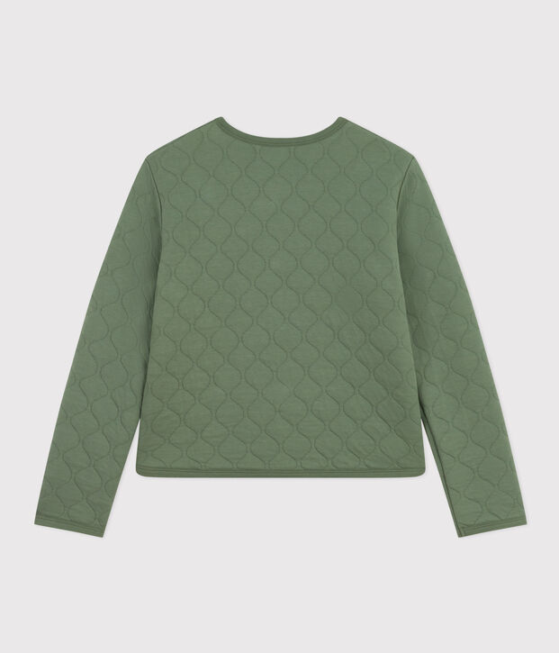 Damen-Cardigan aus gestepptem Doppeljersey gr&uuml;n