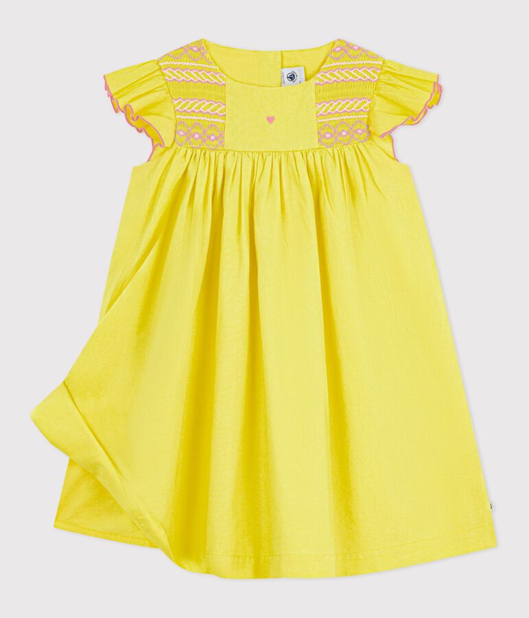 Kurz&auml;rmeliges Kinder-Kleid aus Baumwolle gelb