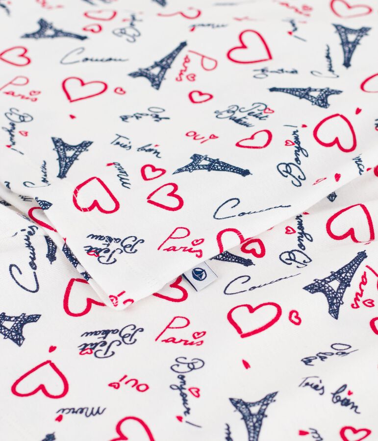 Kinder-Kurzpyjama aus Baumwolle mit Paris-Motiven weiss/vielfarbig