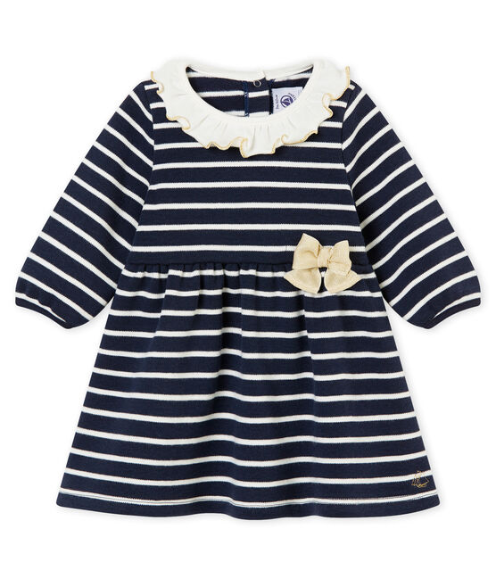 Baby-Kleid mit Matrosenmuster für Mädchen blau SMOKING/weiss MARSHMALLOW