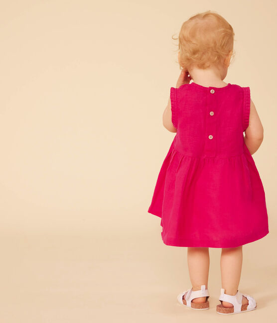 Ärmelloses Babykleid aus Leinen rosa DELHI