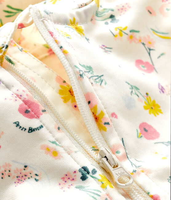 Gemusterte Baby-Windjacke Unisex weiss MARSHMALLOW/rosa ROSE/ MULTICO