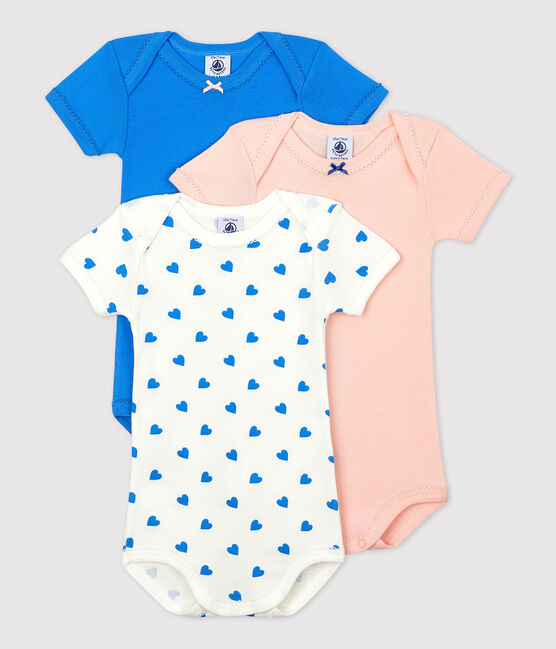 3er-Set kurzärmelige Bodys mit blauen Herzen für Jungen variante 1