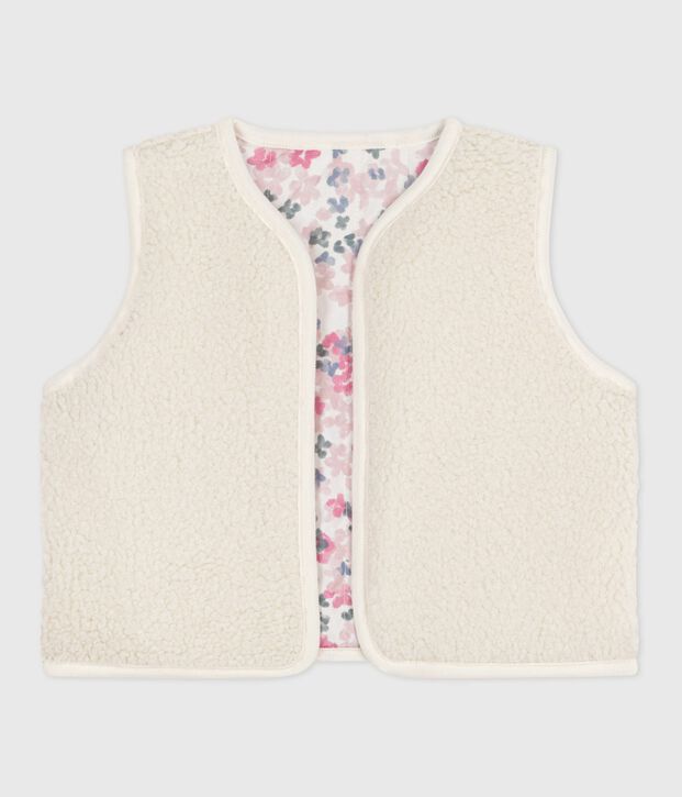 Baby-Weste aus Baumwoll-Popeline und Sherpa mit Muster naturfarben/vielfarbig