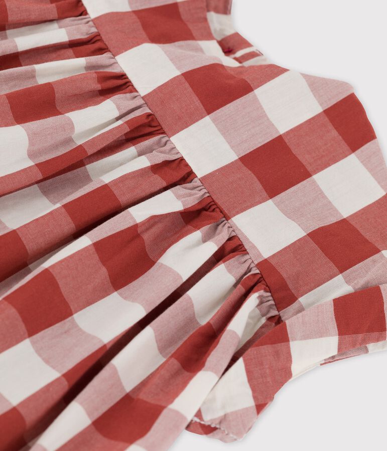 Baby-Kleid aus Popeline mit Vichy-Karos braun/naturfarben