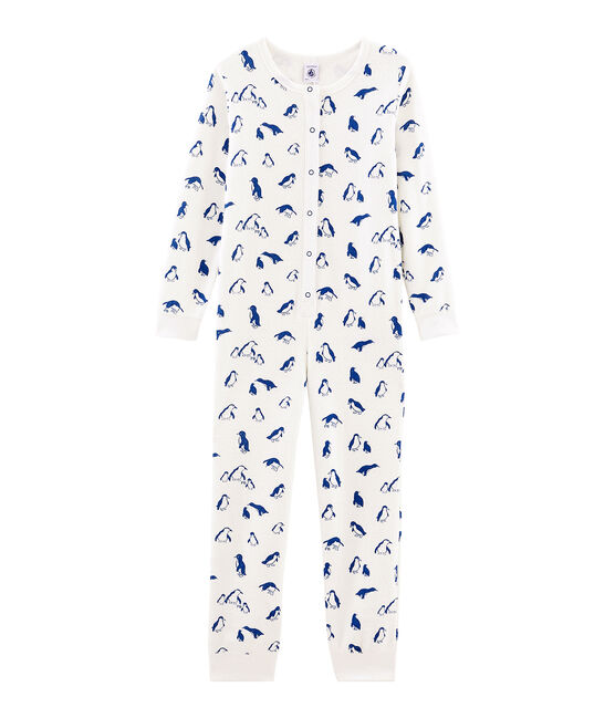 Langer Unisex-Overall aus angerautem, extra warmem Bouclé-Frottier. weiss MARSHMALLOW/blau MAJOR