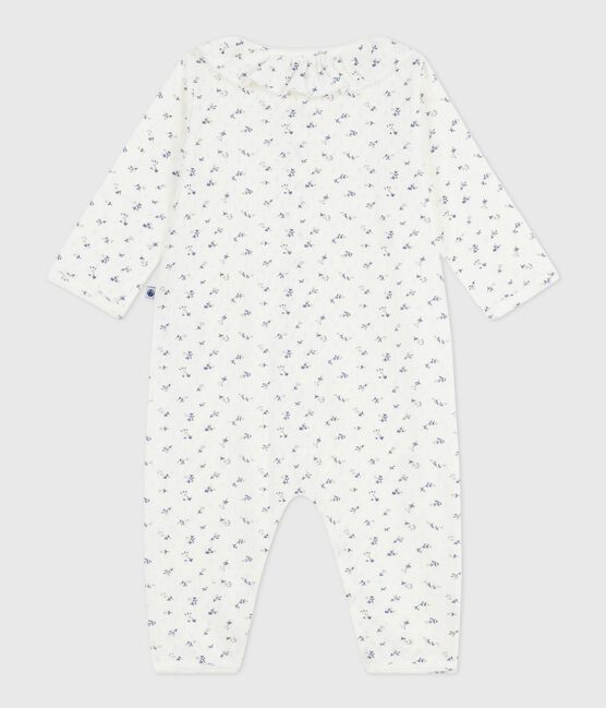 Strampler ohne Füßchen mit Kragen aus Baumwolle mit Lochstickerei Blumenmotiv weiss MARSHMALLOW/weiss MULTICO