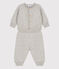 Zweiteiliges Baby-Set aus Woll- und Baumwoll-Strick grau BELUGA CHINE