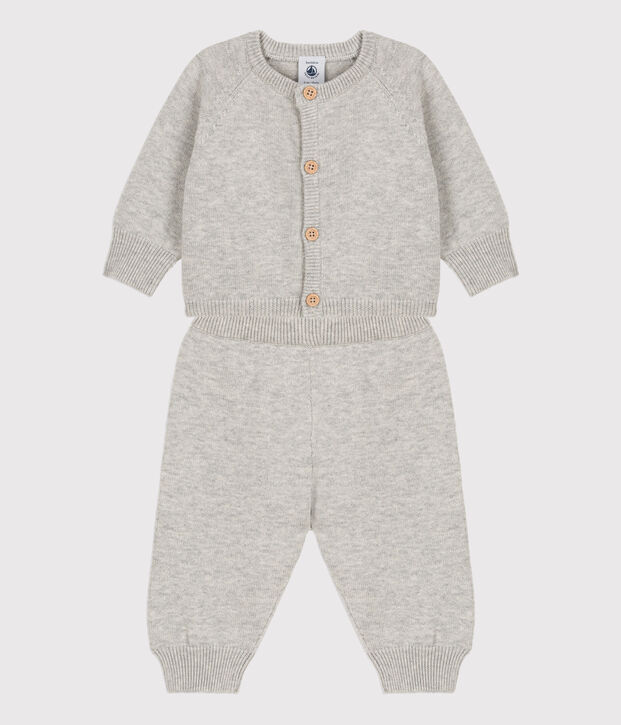 Zweiteiliges Baby-Set aus Woll- und Baumwoll-Strick BELUGA CHINE