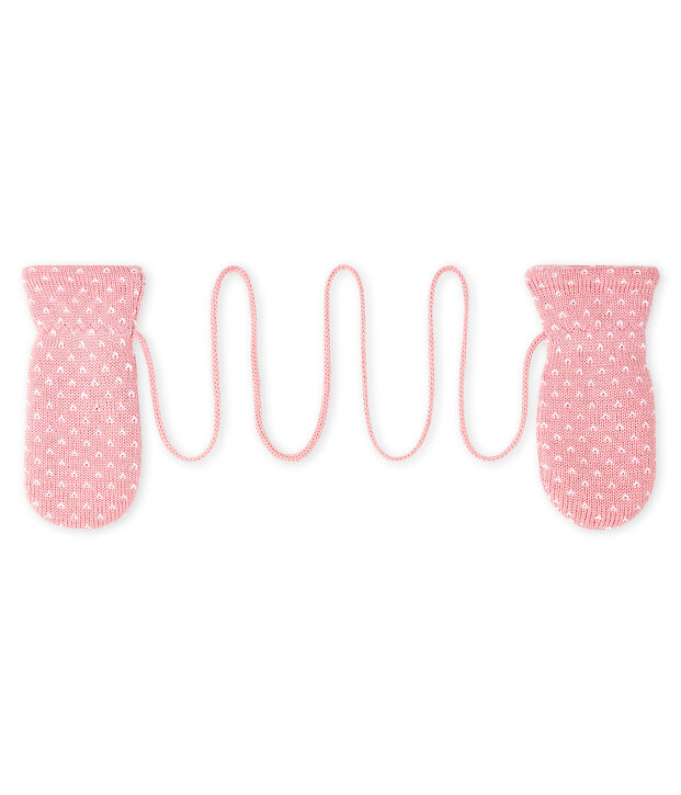 Baby-F&auml;ustlinge, unisex, mit Fleecefutter rosa/weiss