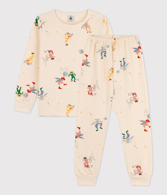 Phosphoreszierender Kinderpyjama aus Molton weiss AVALANCHE/ MULTICO