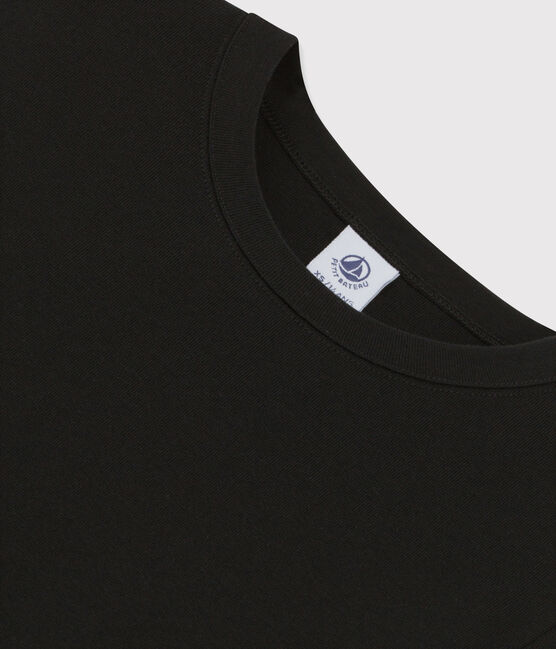 Damen-T-Shirt aus Baumwolle mit Rundhalsausschnitt schwarz NOIR
