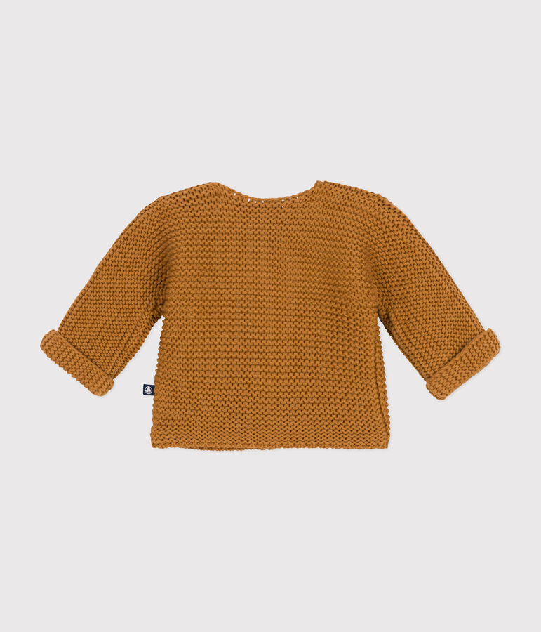 Baby-Cardigan kraus rechts gestrickt braun