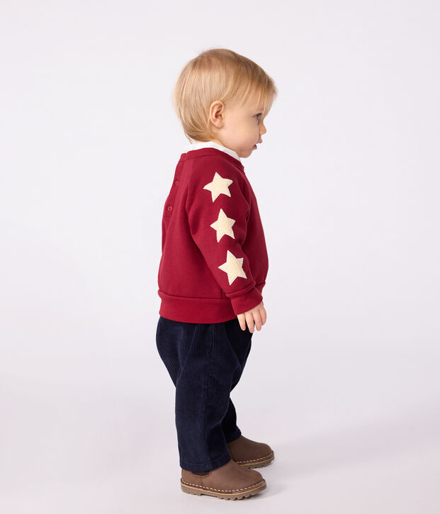 Baby-Sweatshirt aus Baumwolle, warm und weich mit Sternmotiv rot