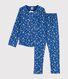 Rippstrick-Pyjama mit Schneeflocken-Print für kleine Mädchen.