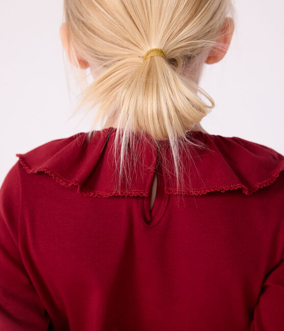 Langärmeliges Kinder-T-Shirt aus einfarbiger Baumwolle AMARANTE