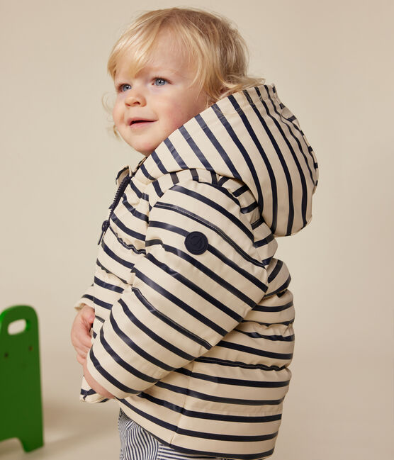 Baby-Winterjacke aus PU weiss AVALANCHE/blau SMOKING