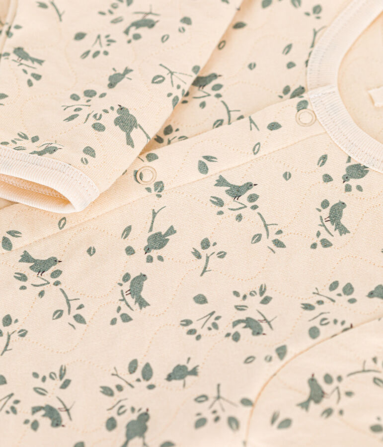 Langer Baby-Overall aus gestepptem Doppeljersey naturfarben/gr&uuml;n