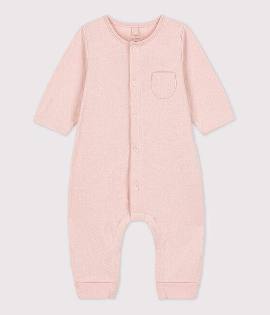 Langer unifarbener Baby-Overall aus Bio-Doppeljersey rosa SALINE