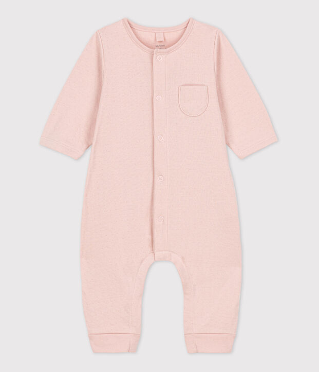Langer unifarbener Baby-Overall aus Bio-Doppeljersey rosa