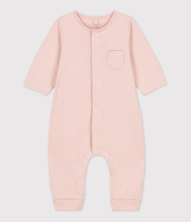 Langer unifarbener Baby-Overall aus Bio-Doppeljersey rosa