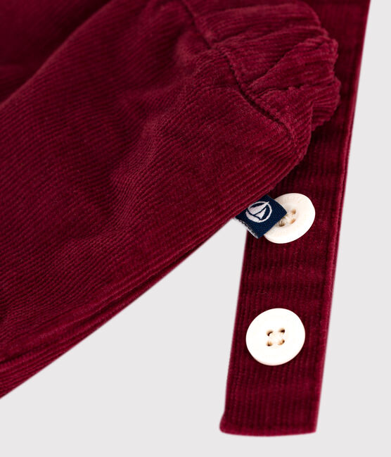 Baby-Trägershorts aus einfarbigem Fein-Cord AMARANTE
