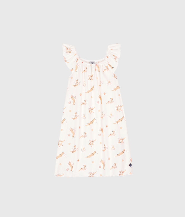 Chemise de nuit &agrave; manches courtes weiss/orange/vielfarbig