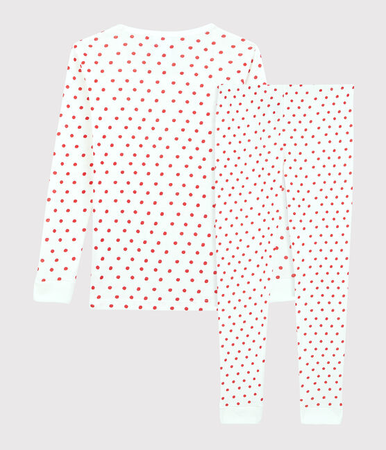 Pyjama Paris aus Baumwolle in schmaler Passform weiss MARSHMALLOW/rot PEPS