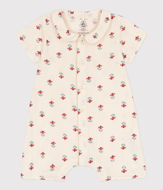 Bedruckter Baby-Overall aus Baumwollgaze weiss AVALANCHE/ MULTICO