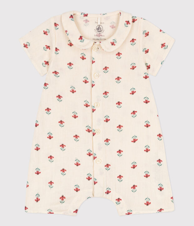 Bedruckter Baby-Overall aus Baumwollgaze naturfarben/vielfarbig