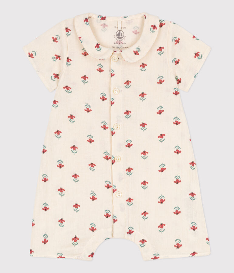 Bedruckter Baby-Overall aus Baumwollgaze naturfarben/vielfarbig