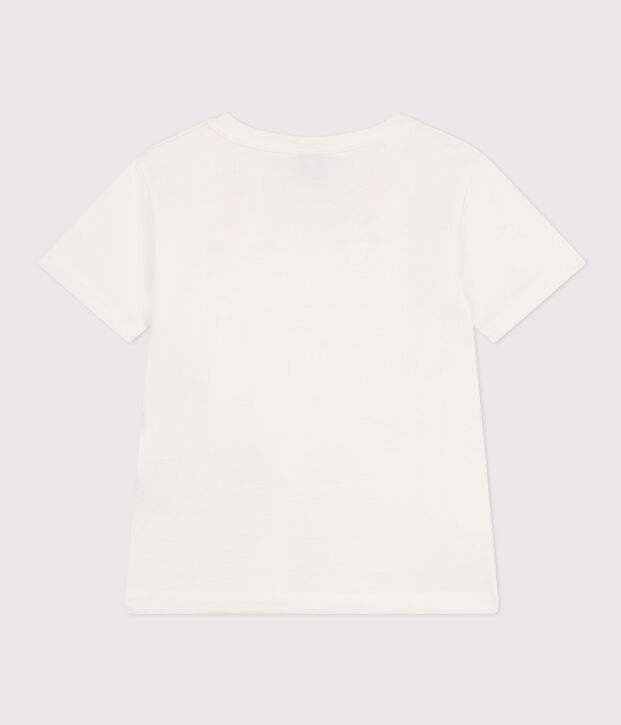 Gemustertes Jungen-T-Shirt aus leichtem Jersey weiss