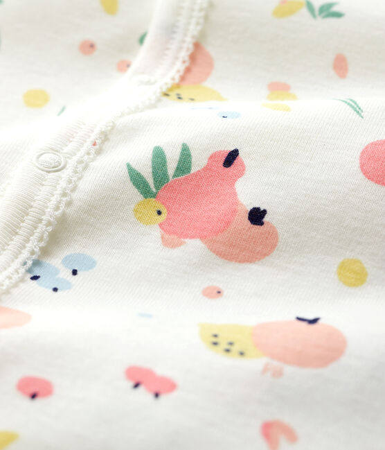 Baby-Strampler aus Baumwolle mit abnehmbaren Füßen für Mädchen weiss MARSHMALLOW/weiss MULTICO
